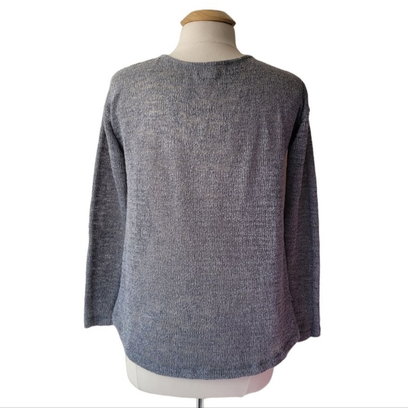 Aeropostale Large Gray Metallic Drop Shoulder Long Sleeve High Low VNeck Sweater - Picture 4 of 7